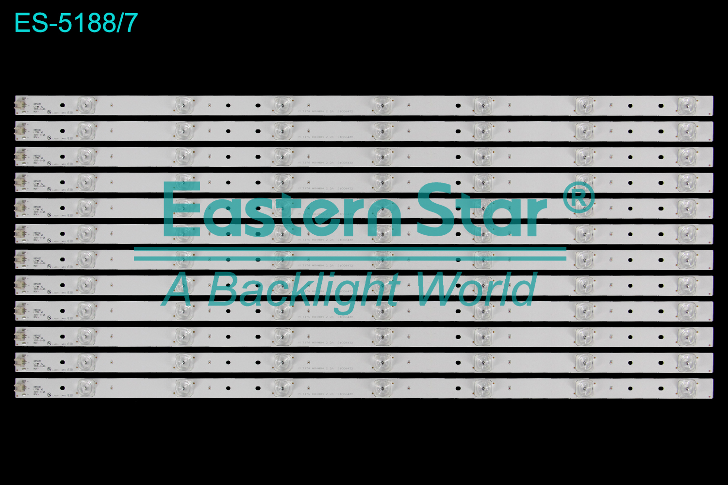 ES-5188 LED TV Backlight use for 65" Konka LED65R6000U  K65U27 L1786 V2 2017-11-28 REV-  LED BACKLIGHT STRIP(12)