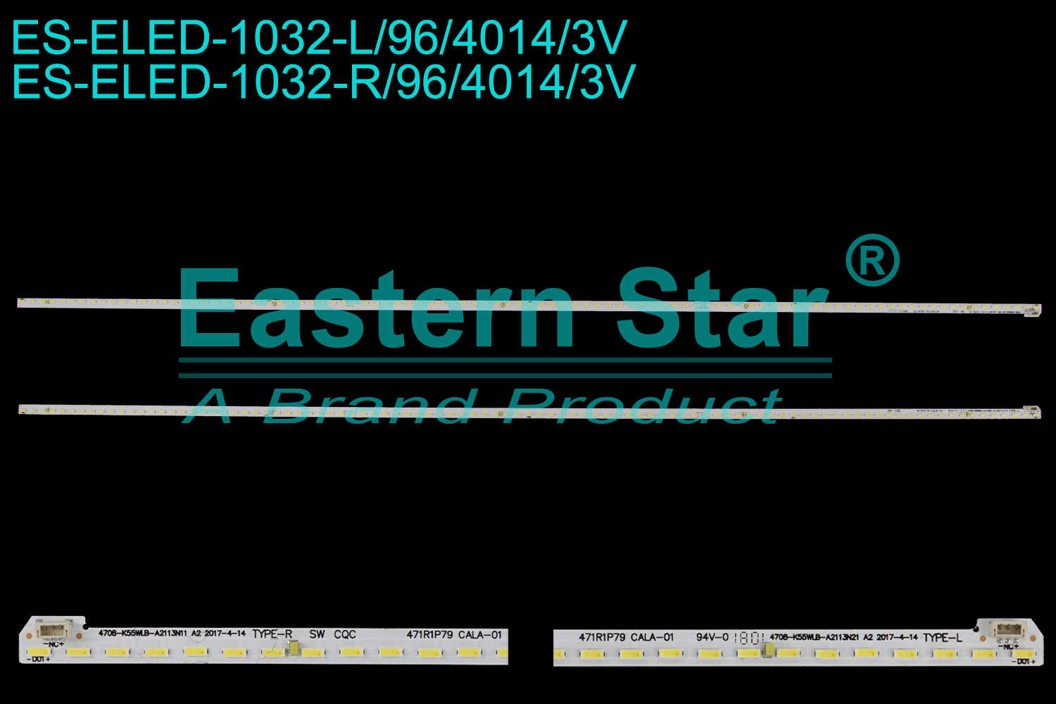 ES-ELED-1032 ELED/EDGE TV backlight use for 55'' Skyworth 55U6 55A6 L:4708-K55WLB-A2113N21 A2 2017-4-14 R:4708-K55WLB-A2113N11 A2 2017-4-14  LED BACKLIGHT STRIP(2)