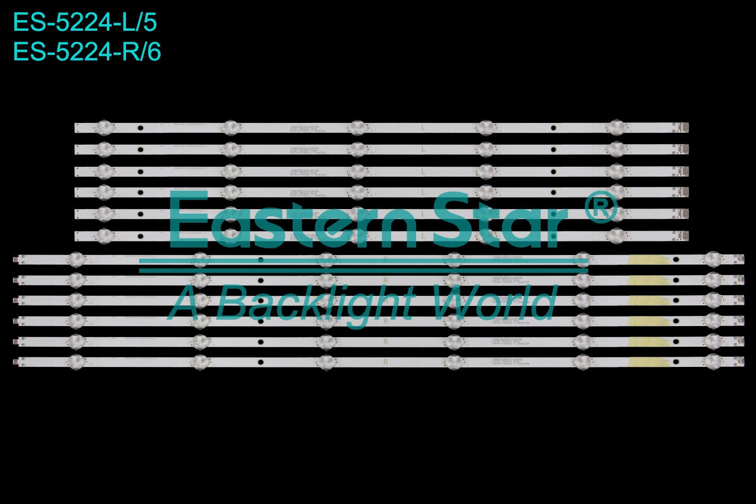 ES-5224 LED TV Backlight use for 65" Philips 65PUS7608  R:LBM650M0601-LN-2(HF)(0)(R)(HR) L:LBM650M0501-LM-2(HF)(0)(L)(HR)  LED BACKLIGHT STRIP(12)