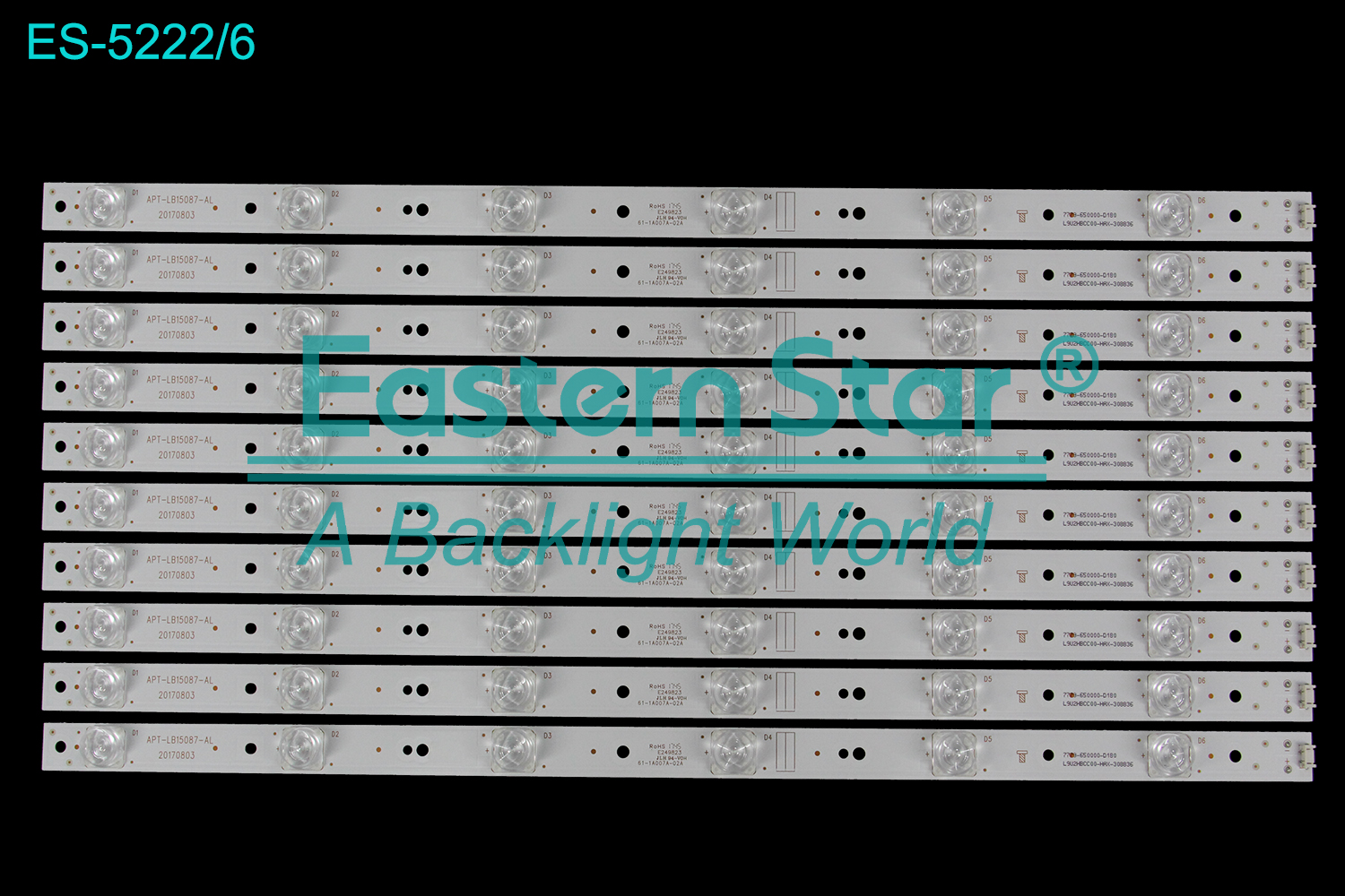 ES-5222 LED TV Backlight use for 50" Skyworth 50G6 50F6 50mZ1 APT-LB15087, 7779-650000-D110  LED BACKLIGHT STRIP(10)