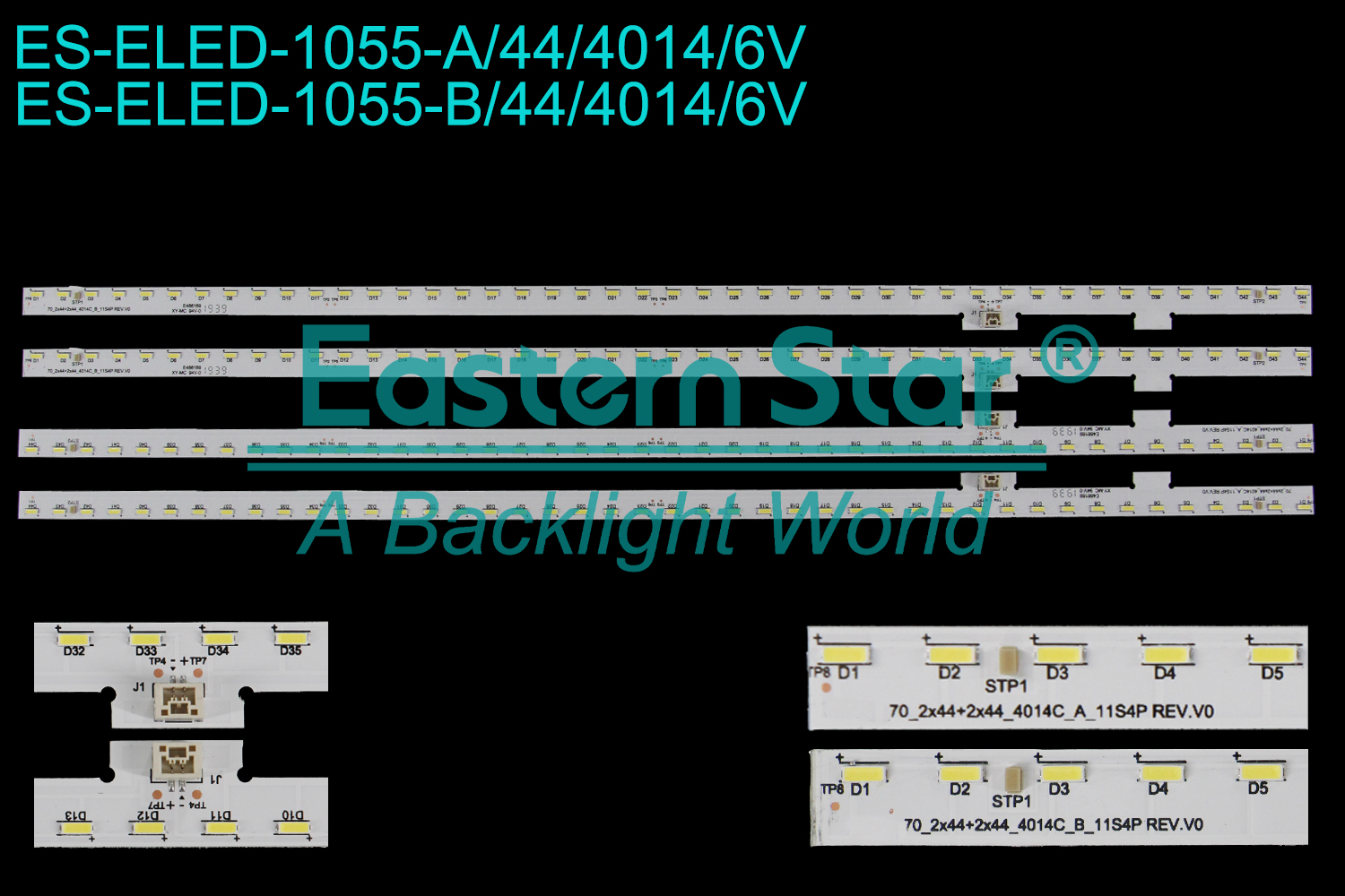 ES-ELED-1055 ELED/EDGE TV backlight use for 70'' Sharp 4T-C70AL1X 4T- C70AJMA  A:sharp_70_2x44+2x44_4014C_A_11S4P REV.V0 B:sharp_70_2x44+2x44_4014C_B_11S4P REV.V0 LED BACKLIGHT STRIP(4)