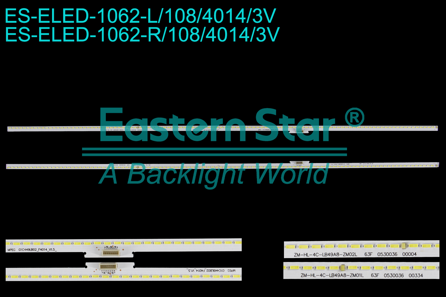ES-ELED-1062 ELED/EDGE TV backlight use for 49'' Tcl  D49A577U ZM-HL-4C-LB49A8-ZM01L，ZM-HL-4C-LB49A8-ZM02L，GIC49LB02_F4014_V1.5  LED BACKLIGHT STRIP(2)