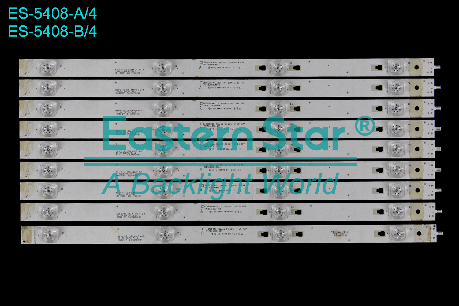 ES-5408 LED TV Backlight use for 50" Xiaomi L50M5-AD L50M5-AZ A:LED50D04A-ZC23AG-06 30350004003 A21/C/12 135-140/3.0-3.1 1010210873/74-2 180401B7 50000M53/54 B:LED50D04B-ZC23AG-06 30350004004 A21/C/12 135-140/3.0-3.1 1010210873/74-2 180401B7 50000M53/54  LED BACKLIGHT STRIP(9)