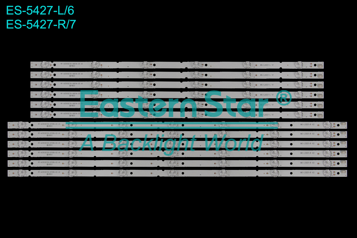 ES-5427 LED TV Backlight use for 65" Philips 65PUF6192/T3 65PUF6112 L:RF-AZ650E30-0601A-05 A1 MS-L2021-L V1 R:RF-AZ650E30-0701B-05 A1 MS-L2021-R V2  LED BACKLIGHT STRIP(12)