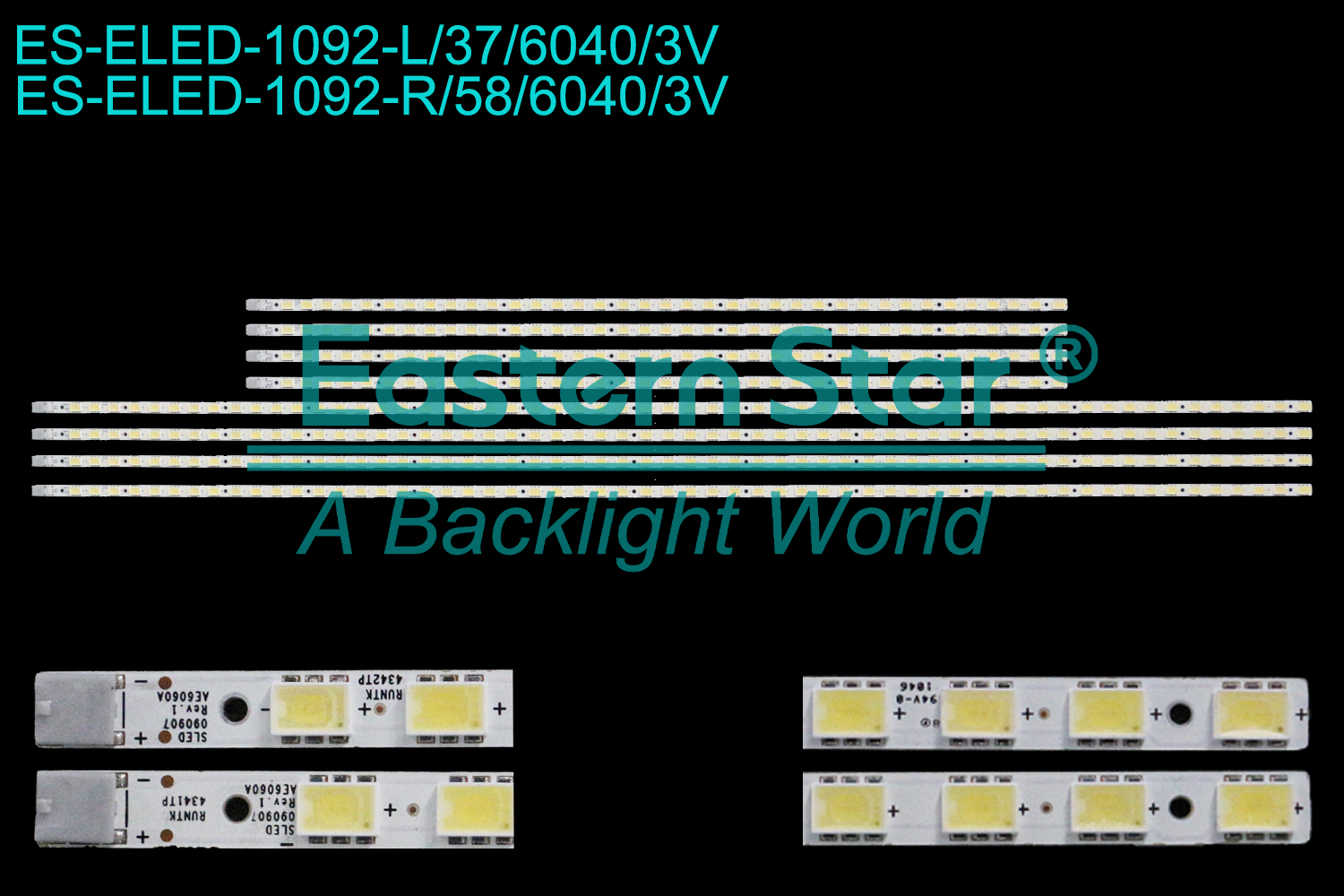 ES-ELED-1092 ELED/EDGE TV backlight use for 60'' Sony KDL-60EX700 , KDL-60NX800 , KDL-60LX900 , KDL-60NX801 R: RUNTK4341TP SLED 090907 Rev.1 AE6050A L: RUNTK4342TP SLED 090907 Rev.1 AE6060A  LED BACKLIGHT STRIP(8)