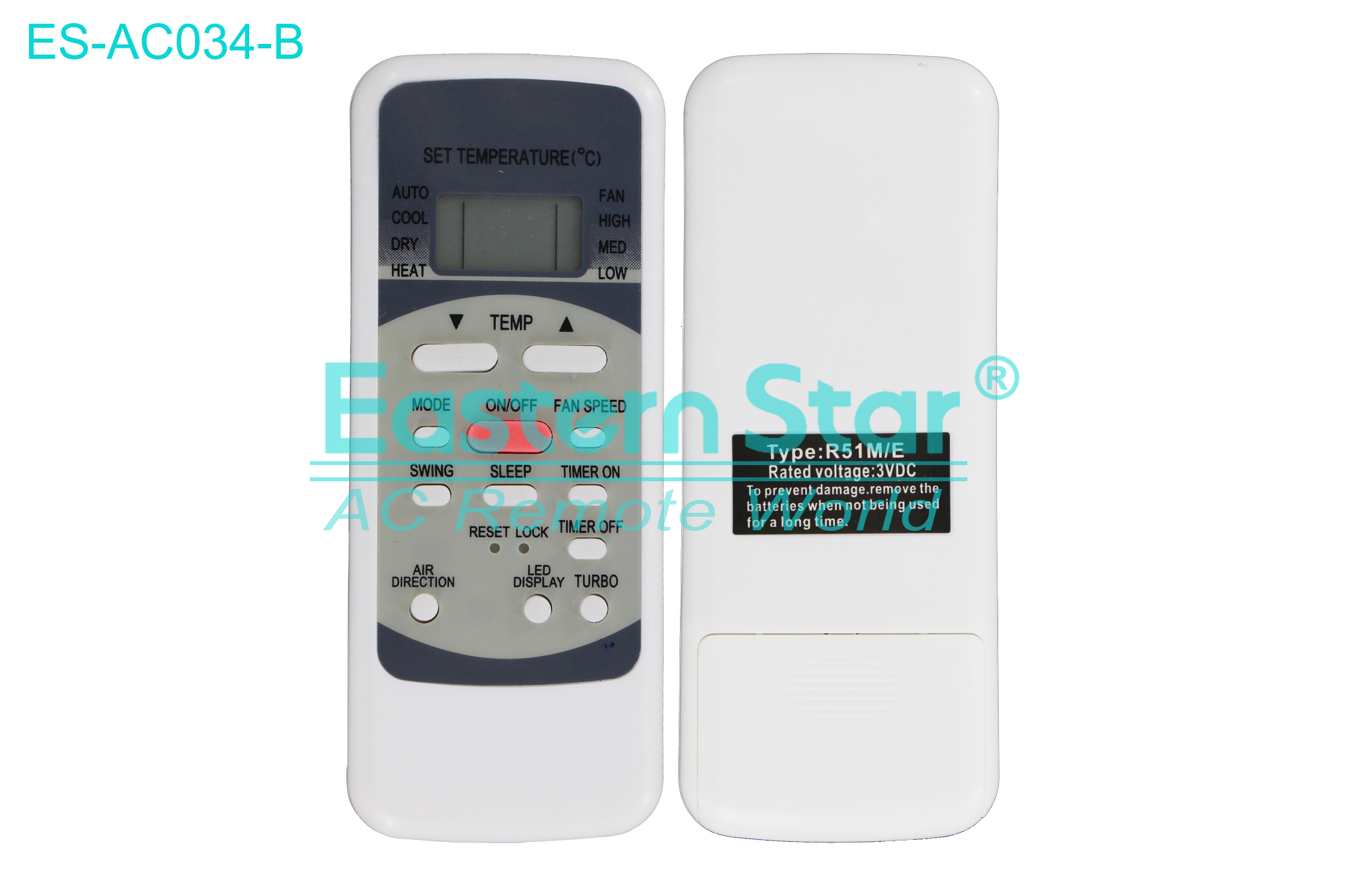 ES-AC034-B High Quality China Remote AC Remote for Midea / Onida Air Conditioner Remote A/C 14 keys