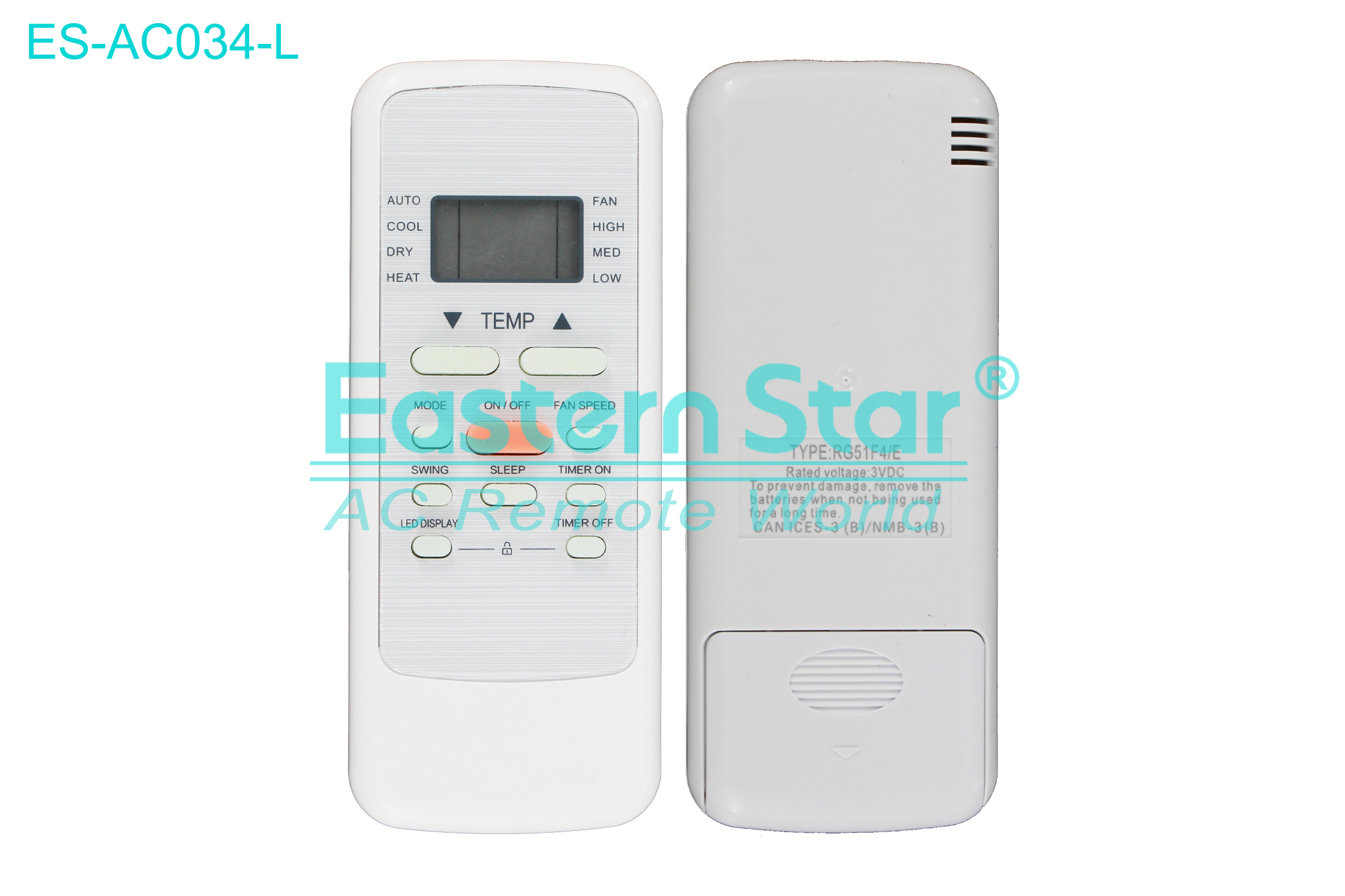 ES-AC034-L High Quality China Remote AC Remote for Midea Air Conditioner Remote A/C 10 keys