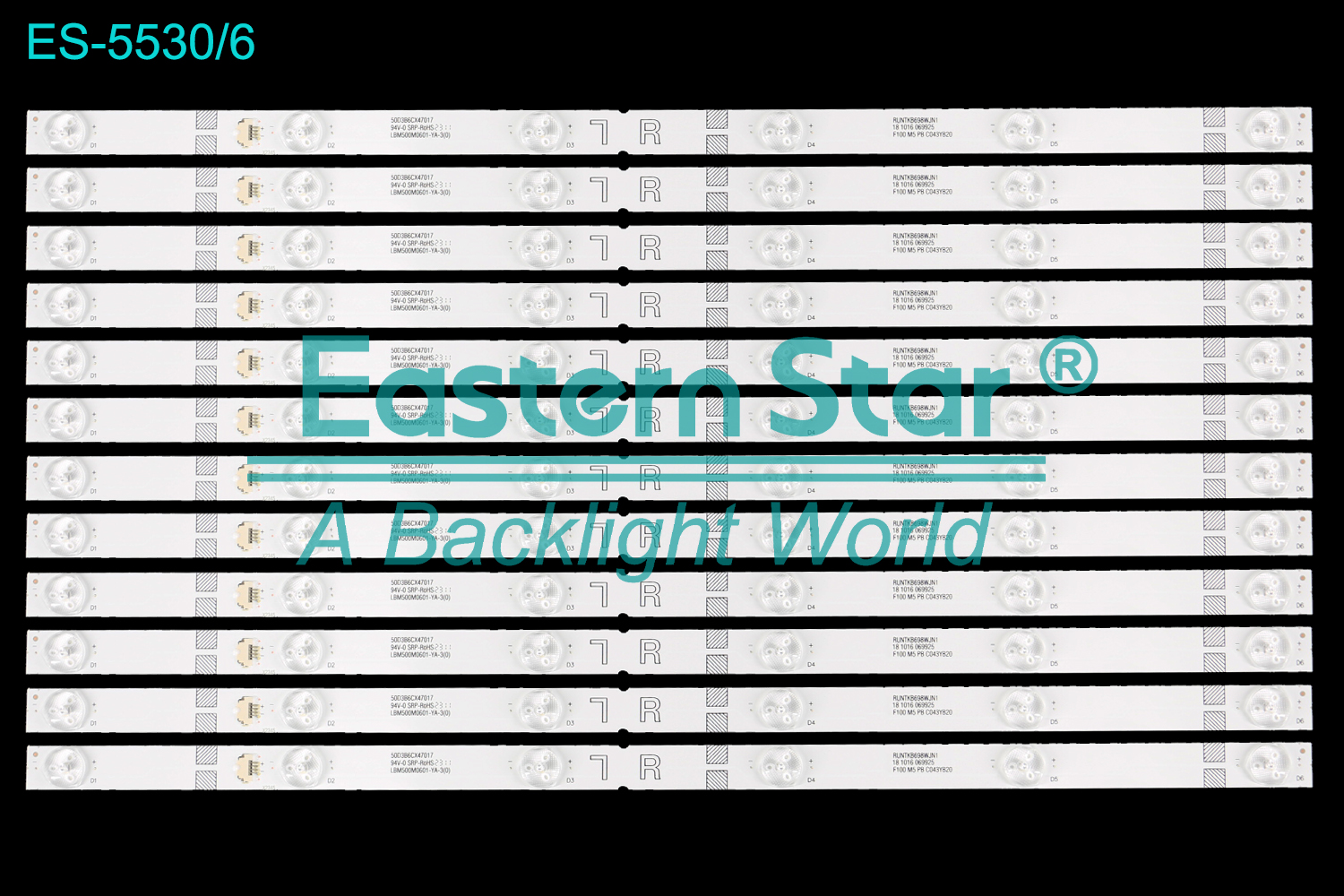 ES-5530 LED TV Backlight use for 50"  Sharp 4T-C50AH1X  LBM500M0601-YA-3(0) 50D3B6CX47017 RUNTKB698WJN1 C043YB20 LED BACKLIGHT STRIP(12)