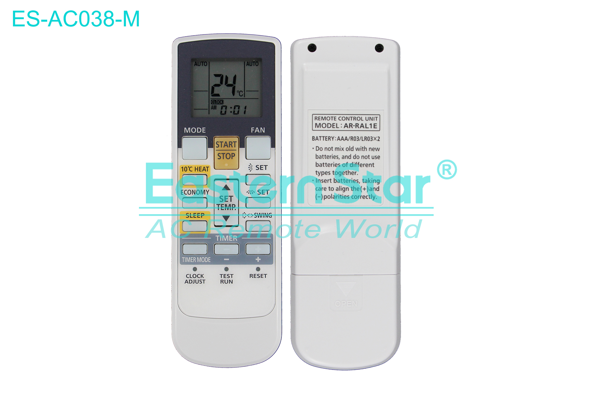 ES-AC038-M High Quality China Remote AC Remote for Fujitsu Air Conditioner Remote A/C 17 keys