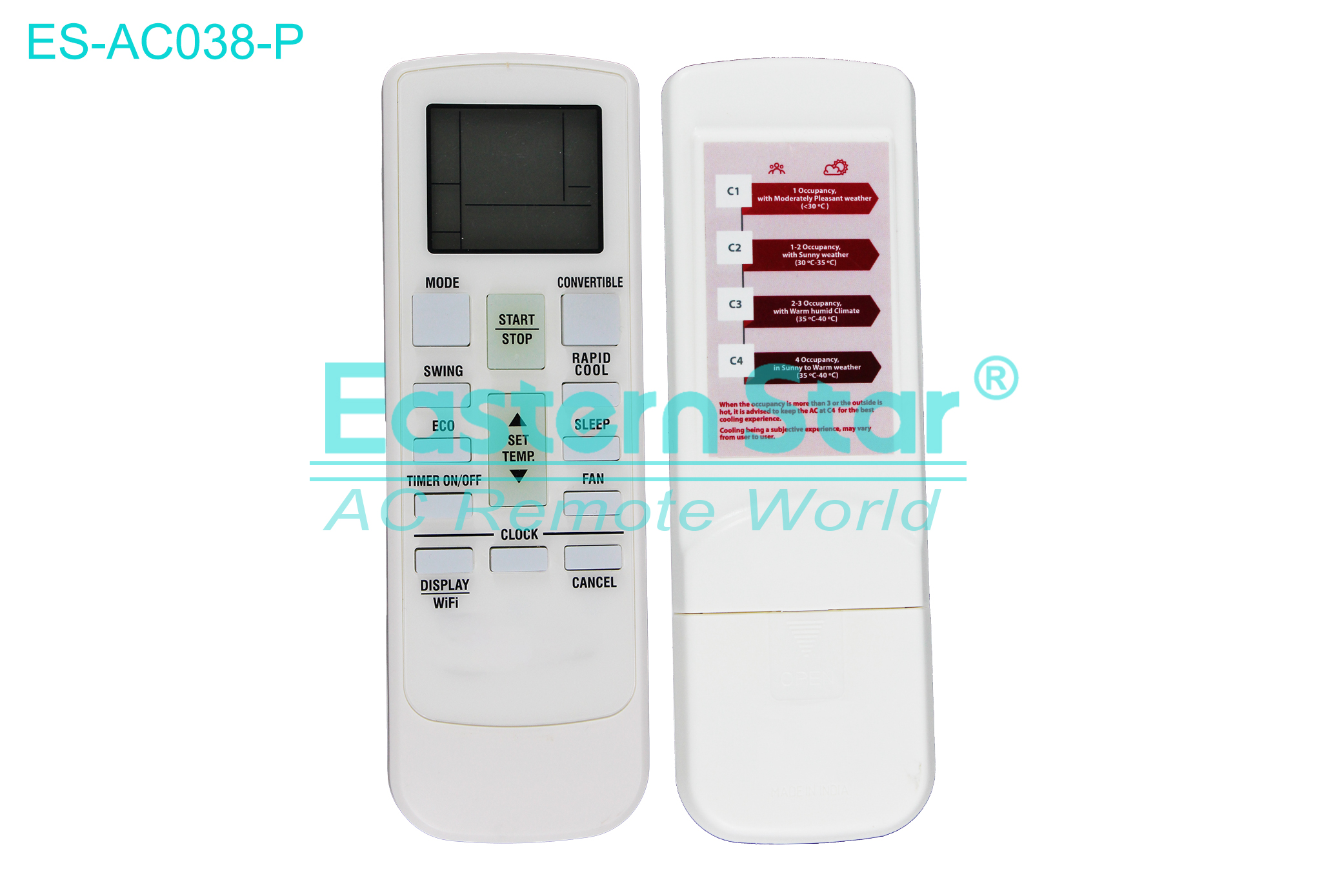 ES-AC038-P High Quality China Remote AC Remote for Hisense Air Conditioner Remote A/C 14 keys