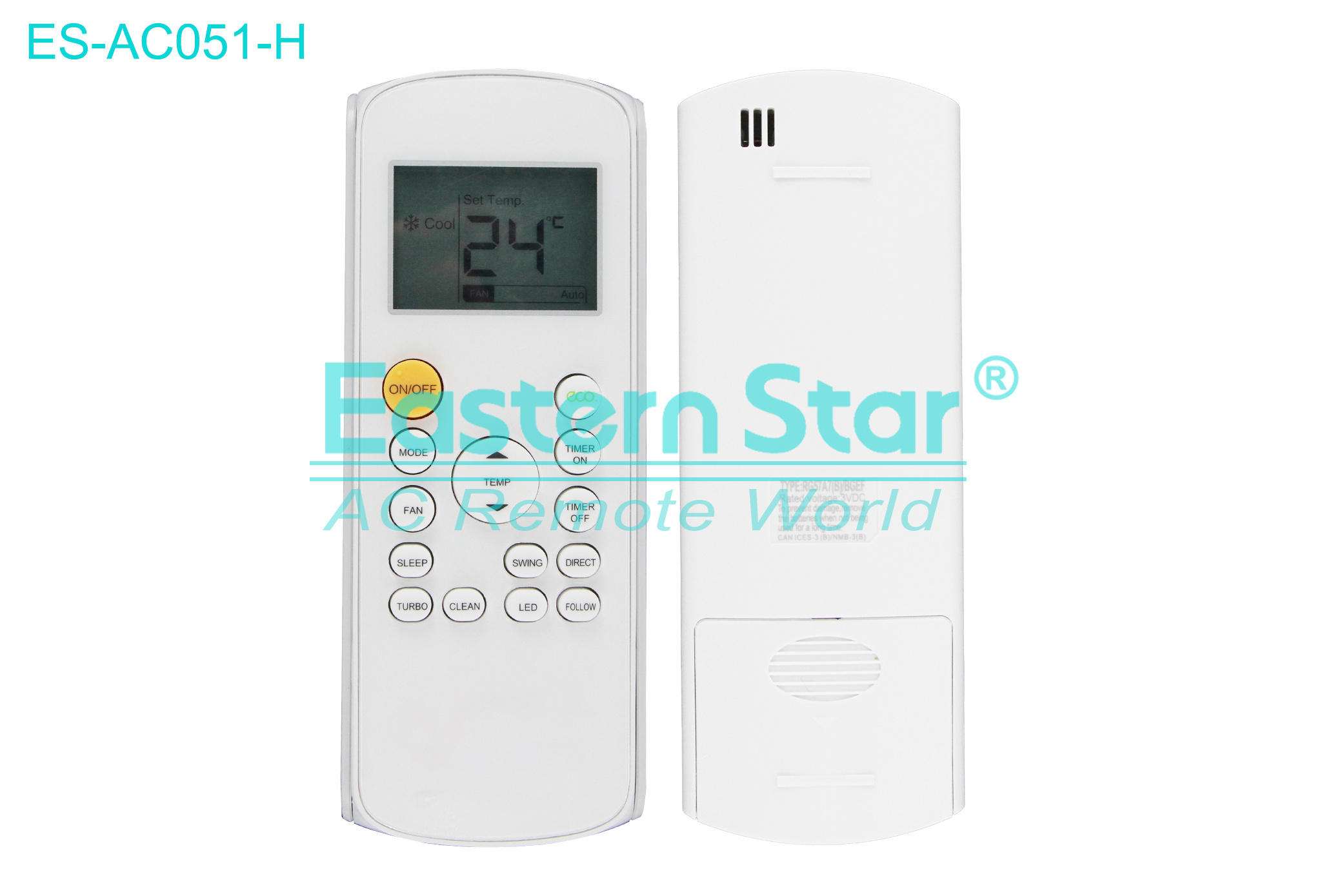 ES-AC051-H High Quality China Remote AC Remote for Vestel Air Conditioner Remote A/C 15 keys