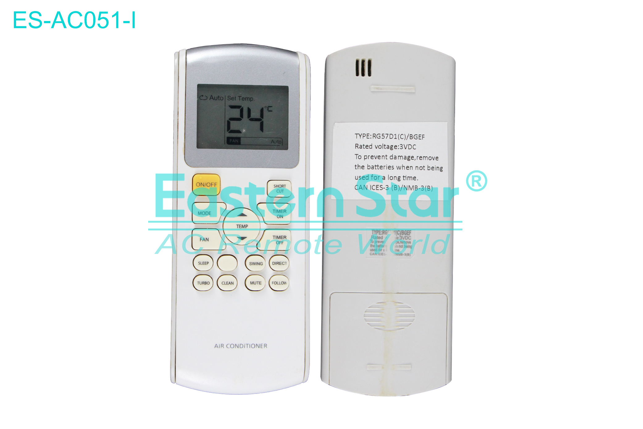 ES-AC051-I High Quality China Remote AC Remote for Panasonic Air Conditioner Remote A/C 16 keys