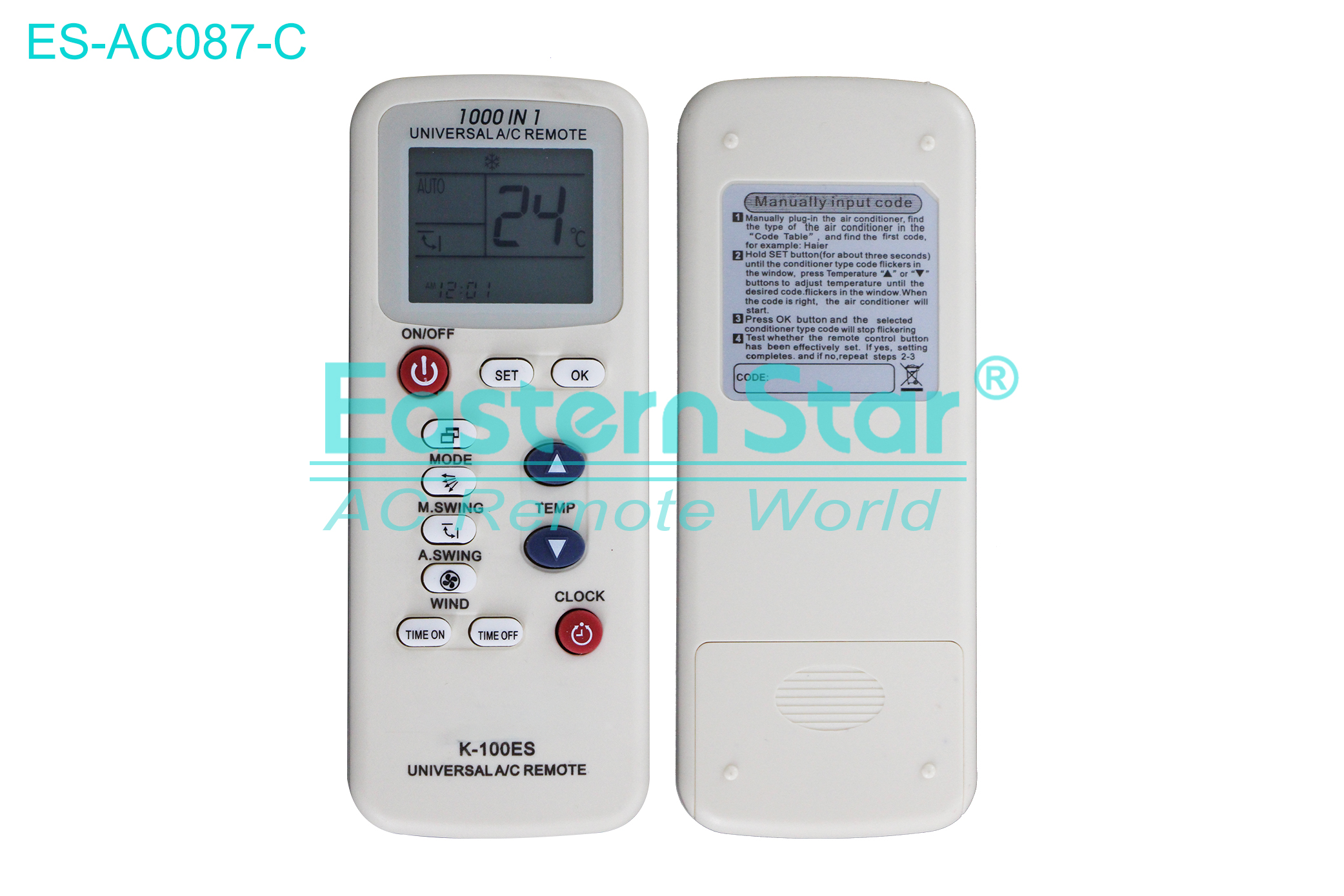 ES-AC087-C High Quality China Remote AC Remote for Universal Air Conditioner Remote A/C 12 keys