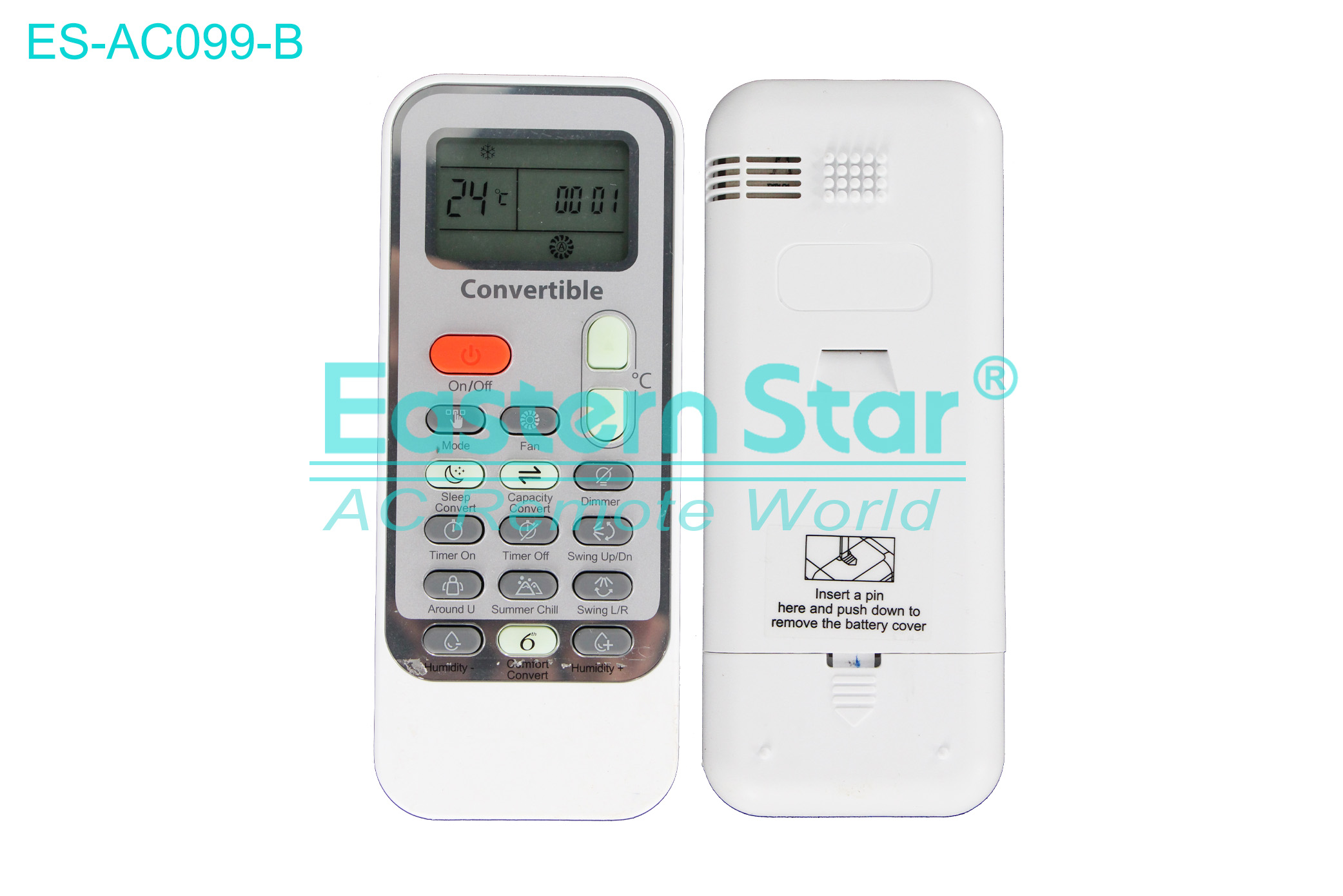 ES-AC099-B High Quality China Remote AC Remote for Whirlpool Air Conditioner Remote A/C 17 keys