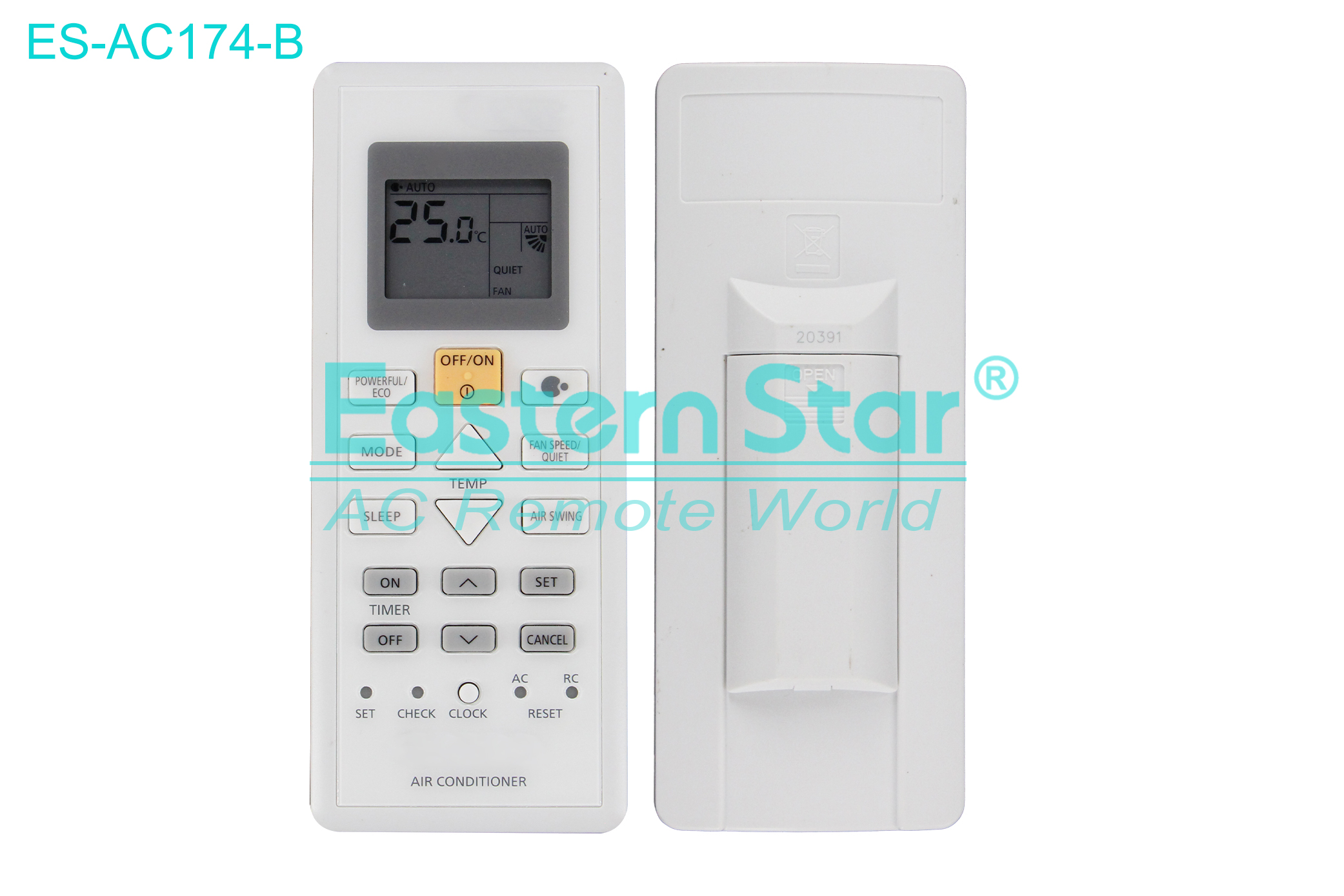 ES-AC174-B High Quality China Remote AC Remote for Panasonic Air Conditioner Remote A/C 20 keys