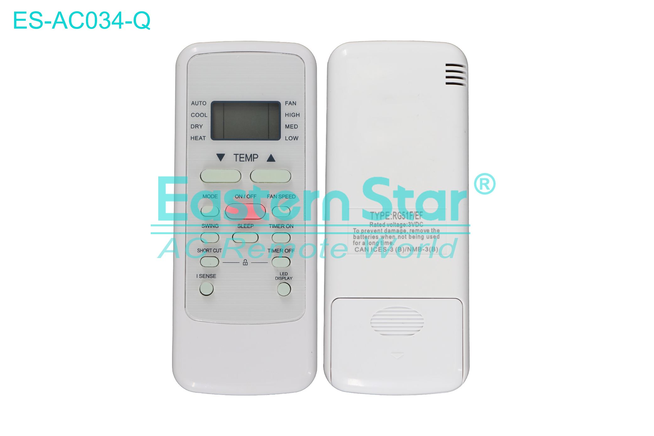 ES-AC034-Q High Quality China Remote AC Remote for Midea Air Conditioner Remote A/C 12 keys
