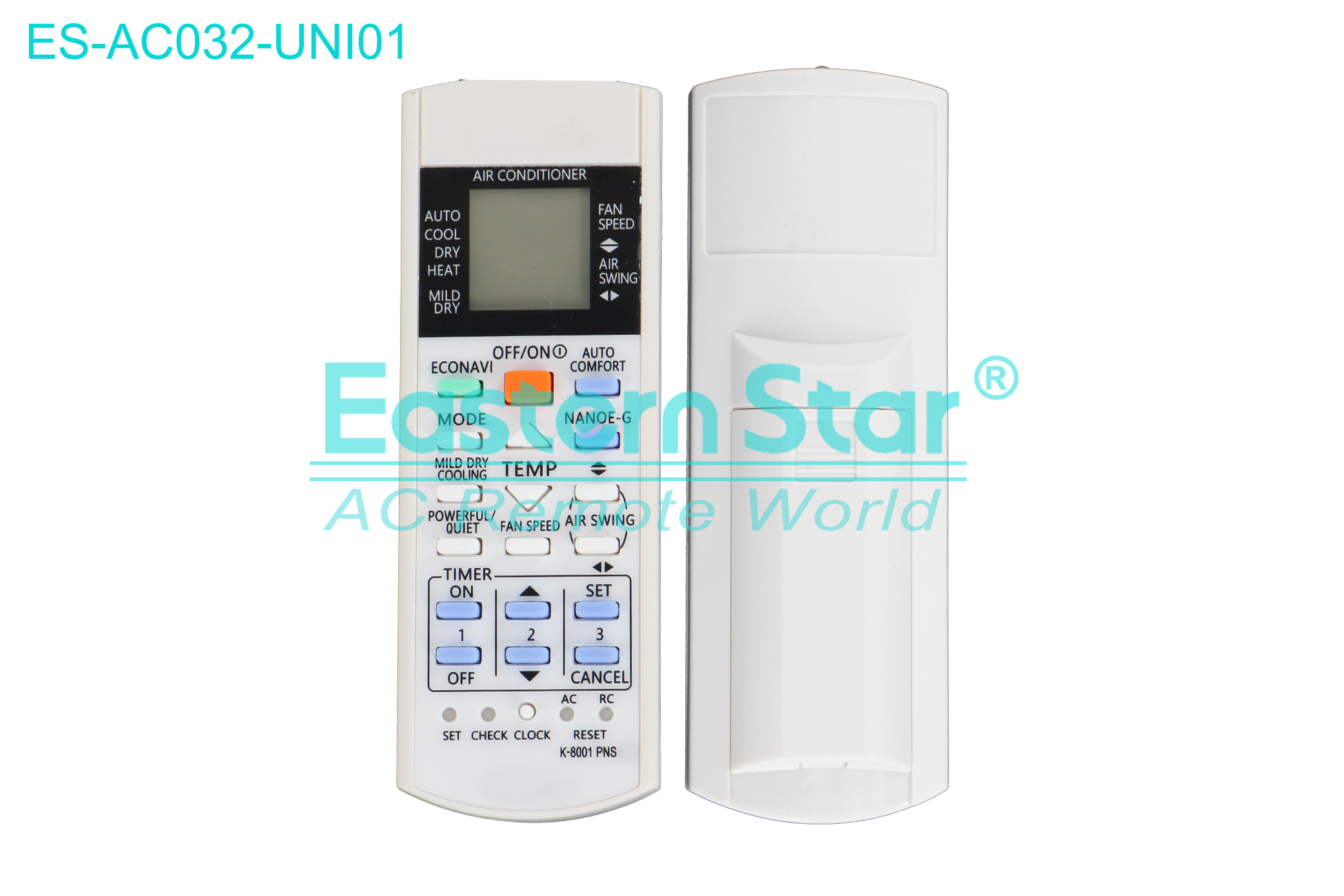 ES-AC032-UNI01 High Quality China Remote AC Remote for Panasonic Air Conditioner Remote A/C 23 keys