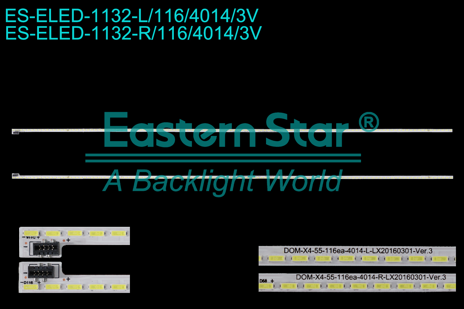ES-ELED-1132 ELED/EDGE TV backlight use for 55'' Letv  L554UCNN  use for L:TCL-0DM-X4-55-116ea-4014-L-LX20160301-Ver.3 TCL-DOM-X4-55-116ea-4014-L-LX20160301-Ver.3 R:TCL-0DM-X4-55-116ea-4014-R-LX20160301-Ver.3 TCL-DOM-X4-55-116ea-4014-R-LX20160301-Ver.3  LED BACKLIGHT STRIP(2)