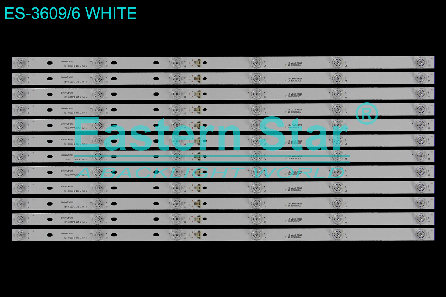 ES-3609 LED TV Backlight use for 55" Tcl 55C78 55D6B6CZ54016 use for Tcl-55P10-3030FC-12X6-LX Ver.3 4C-LB5506-YH09J 071220-300C1-03003 LED STRIP(12)