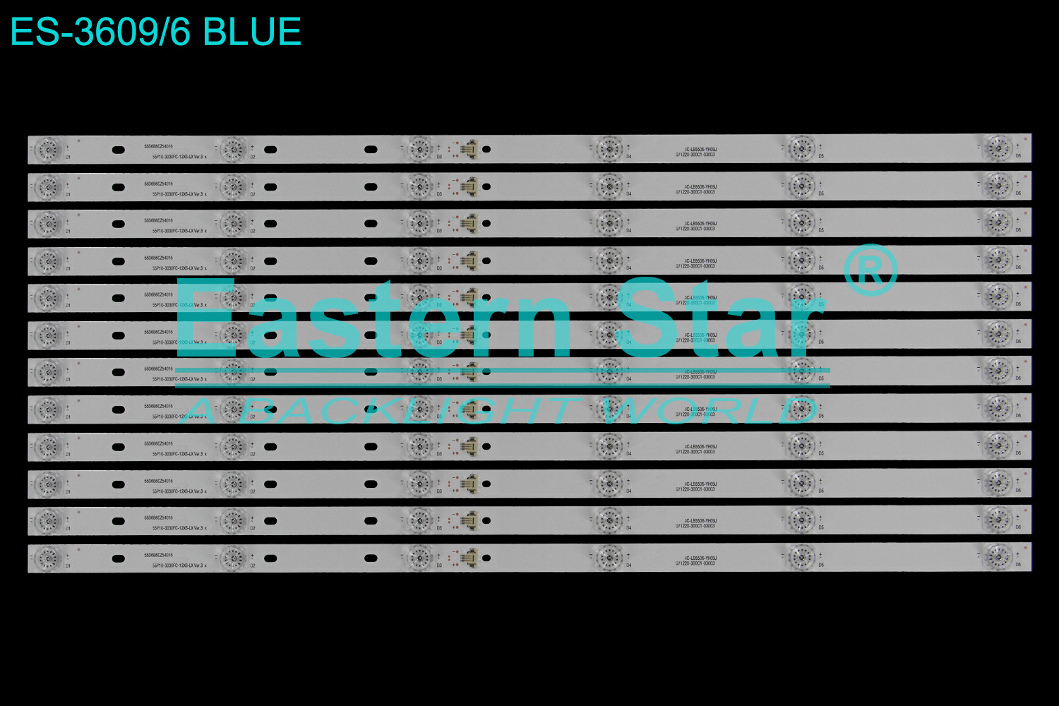 ES-3609 LED TV Backlight use for 55" Tcl 55C78  55D6B6CZ54016 use for TCL-55P10-3030FC-12X6-LX Ver.3 4C-LB5506-YH09J 071220-300C1-03003  LED BACKLIGHT STRIP(12)