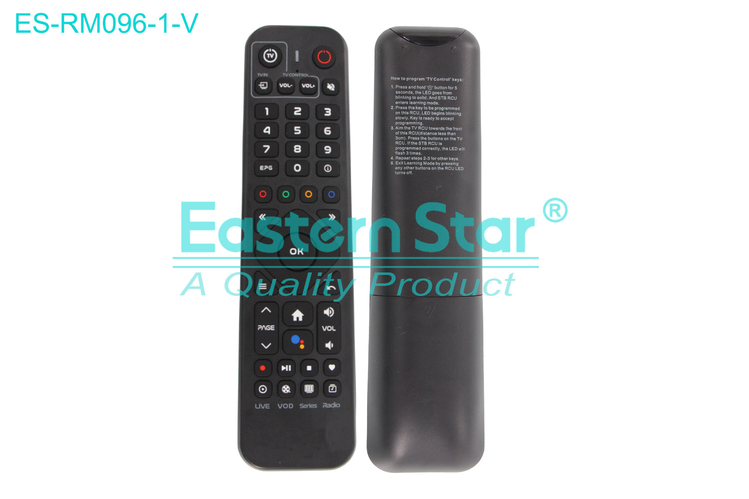 ES-RM096-1-V Compatible for / Smart TV Voice Remote Control R/M 45 Keys