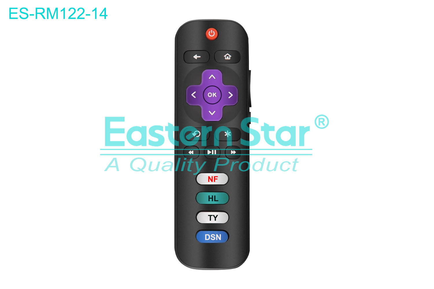 ES-RM122-14 Compatible for Roku Smart TV Remote Control R/M 17 Keys