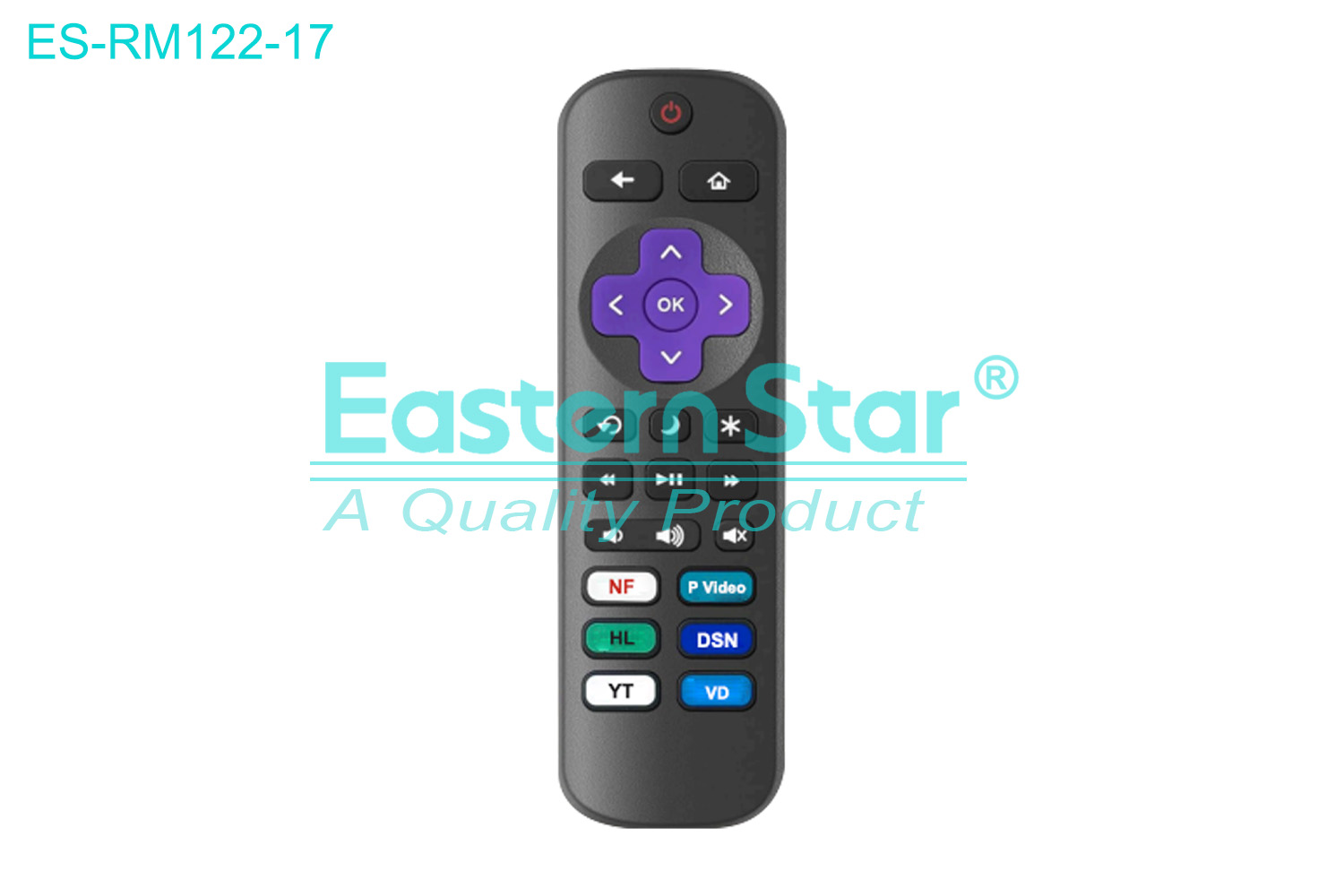ES-RM122-17 Compatible for Roku Smart TV Remote Control R/M 23 Keys