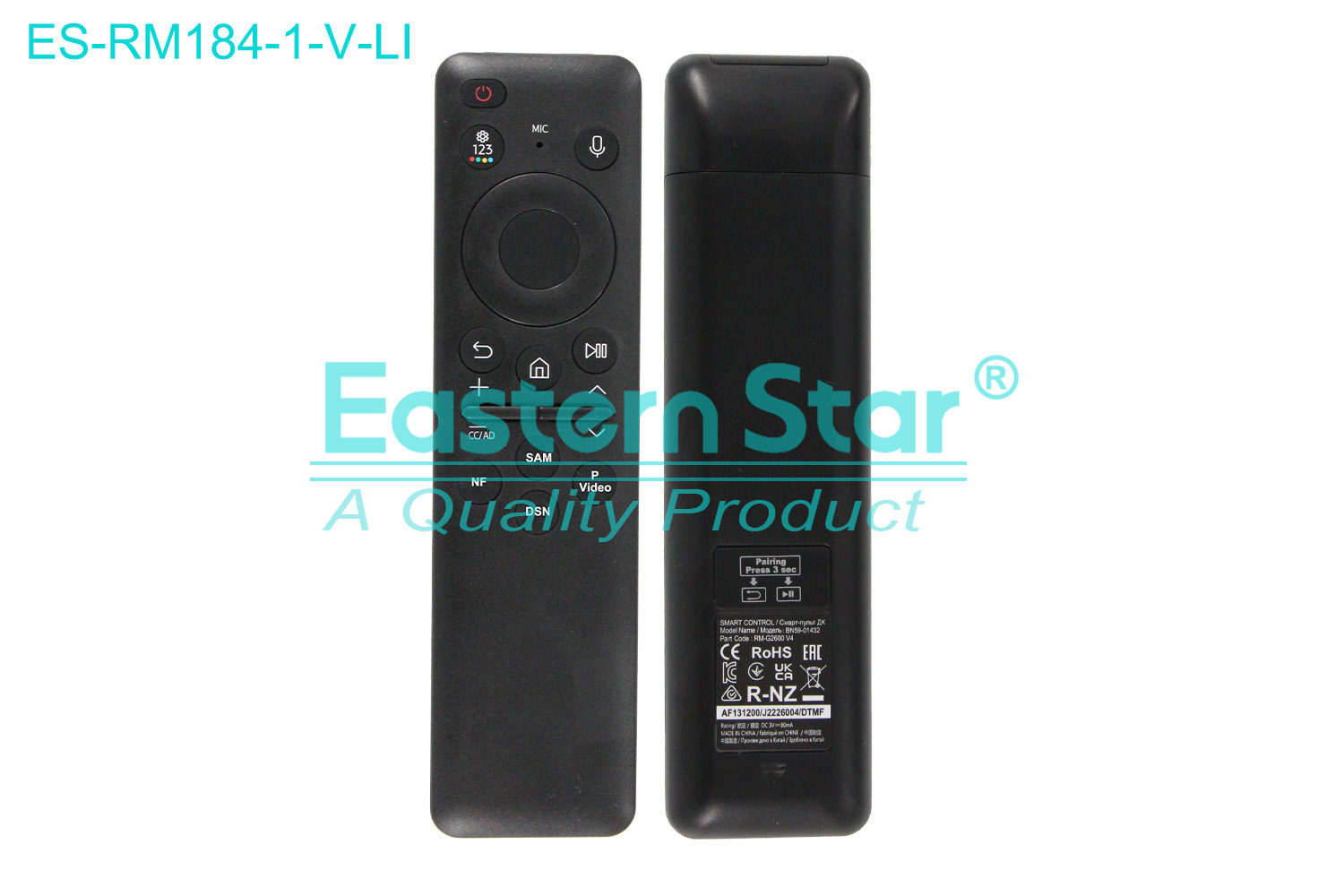 ES-RM184-1-V-LI Compatible for / Smart TV Voice Remote Control R/M 17 Keys