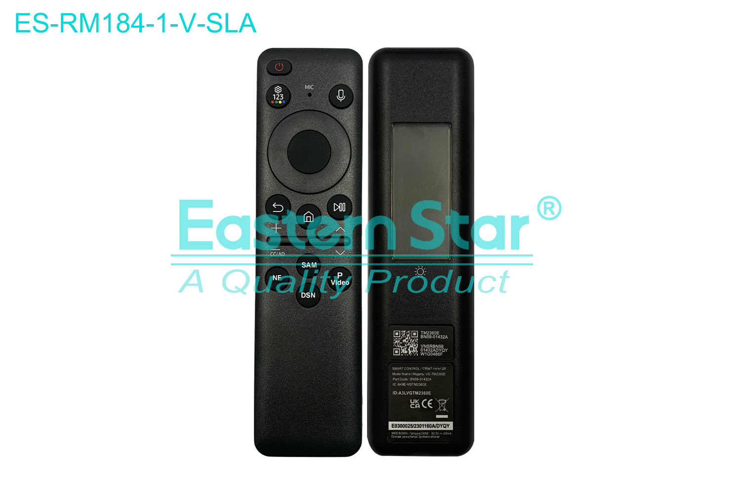 ES-RM184-1-V-SLA Compatible for / Smart TV Voice Remote Control R/M 17 Keys