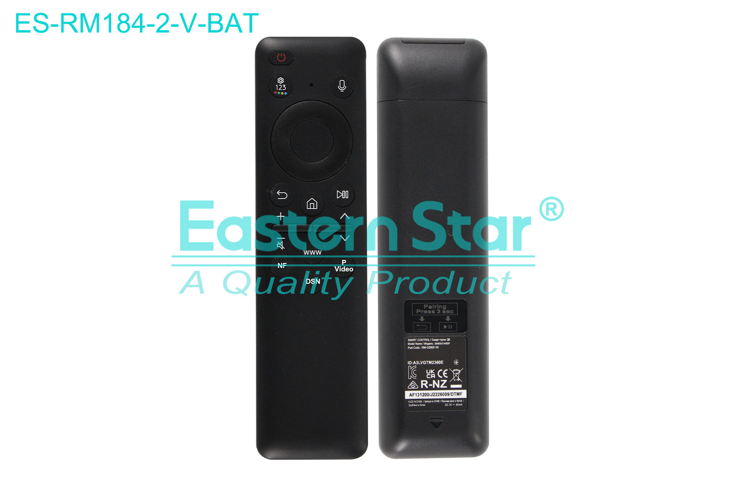 ES-RM184-2-V-BAT Compatible for Samsung Smart TV Voice Remote Control R/M 21 Keys