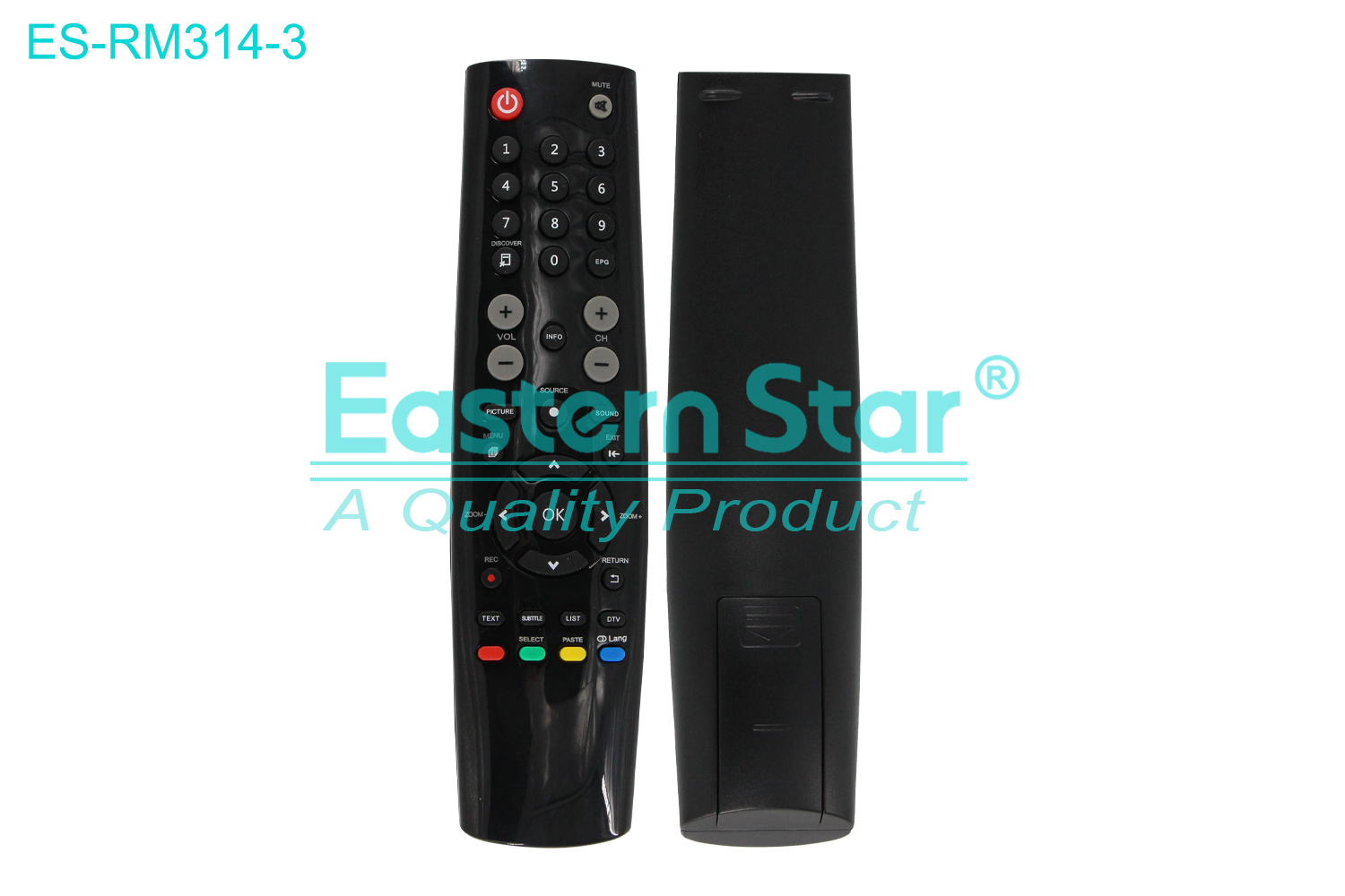 ES-RM314-3 Compatible for Evvoli Smart TV Remote Control R/M 39 Keys