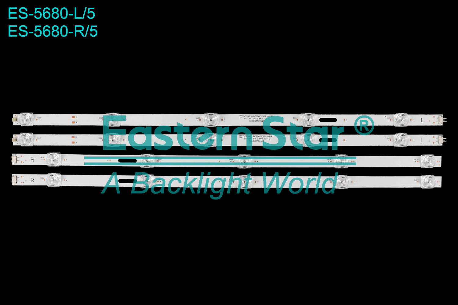 ES-5680 LED TV Backlight use for 55" Casper 55UW6000  GC55D10-ZC66AG-06S 10S1P 303GC550092S GC55D10-ZC66AG-08D 303GC55094D LED BACKLIGHT STRIP(4)
