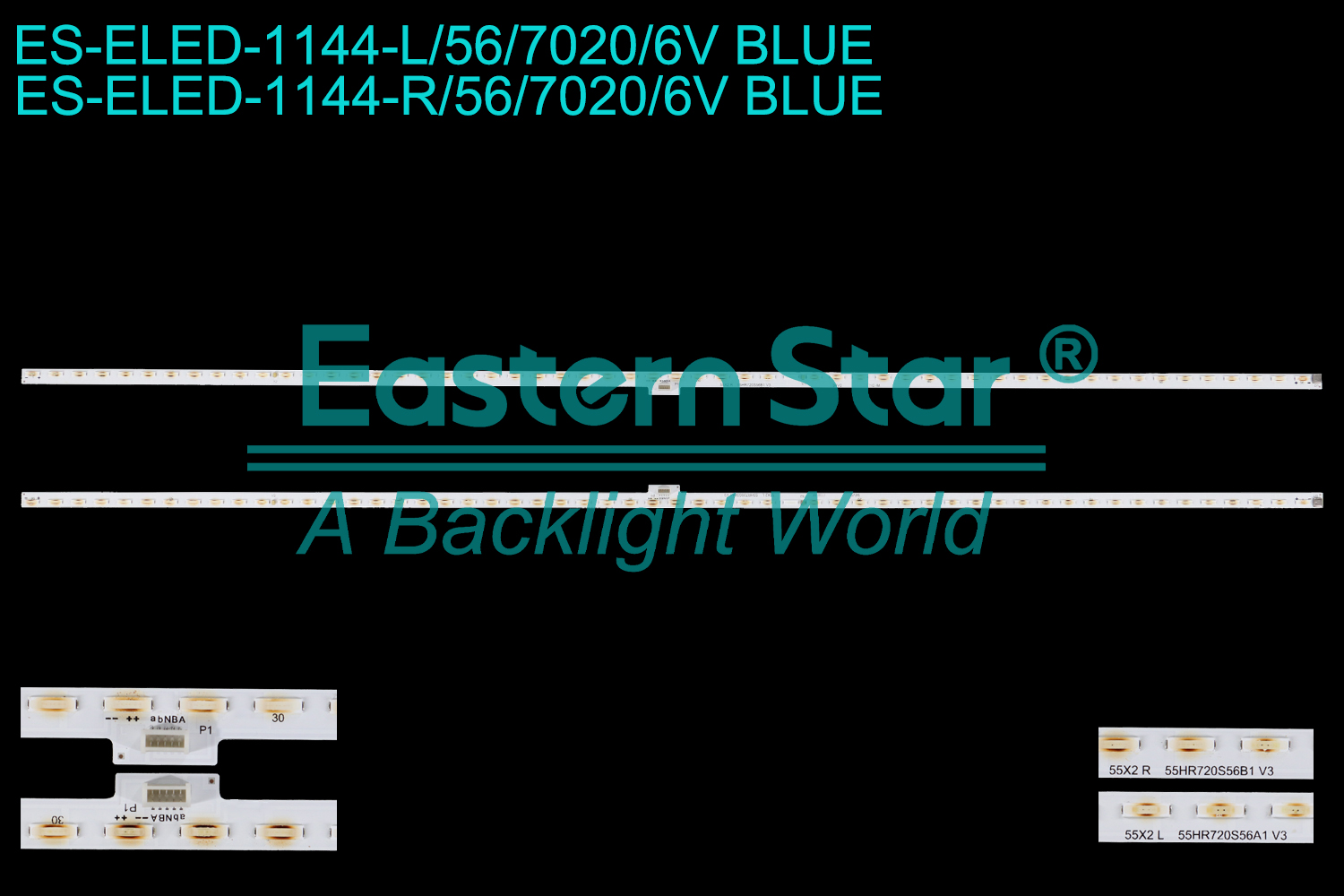 ES-ELED-1144 ELED/EDGE TV backlight use for 55'' Tcl  55X2 55X2 L 55HR720S56A1 V3 55X2 R 55HR720S56B1 V3 4C-LB5556-HR03Q 4C-LB5556-HR04Q 55HR720S56A1B1 LED BACKLIGHT STRIP(2)