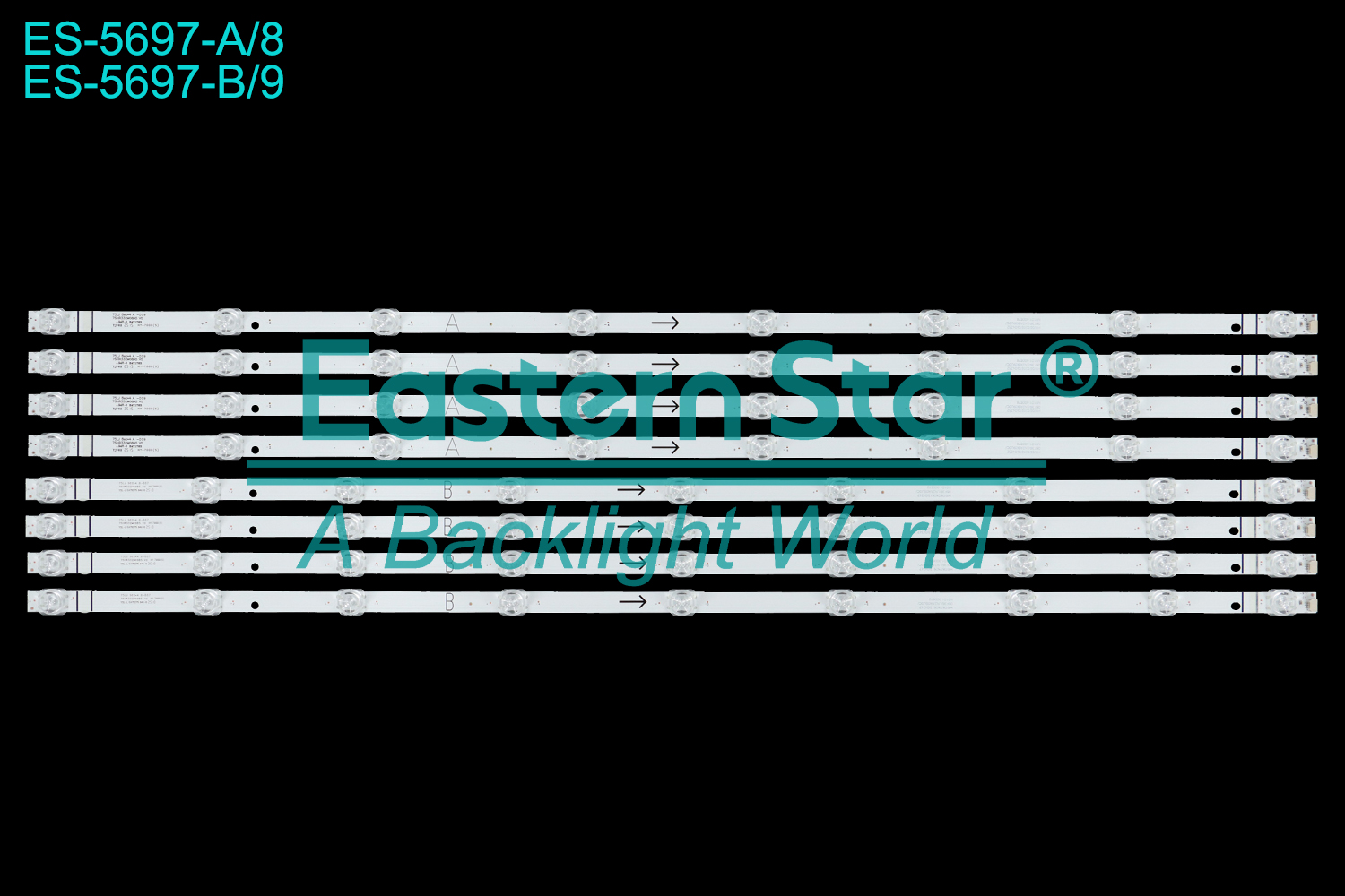 ES-5697 LED TV Backlight use for 75" Tcl 75P7K  A:75LJ 8ea*4 A -D09 75HR332M08A5    B:75LJ 9ea*4 B -D07 75HR332M09B5  LED BACKLIGHT STRIP(8)