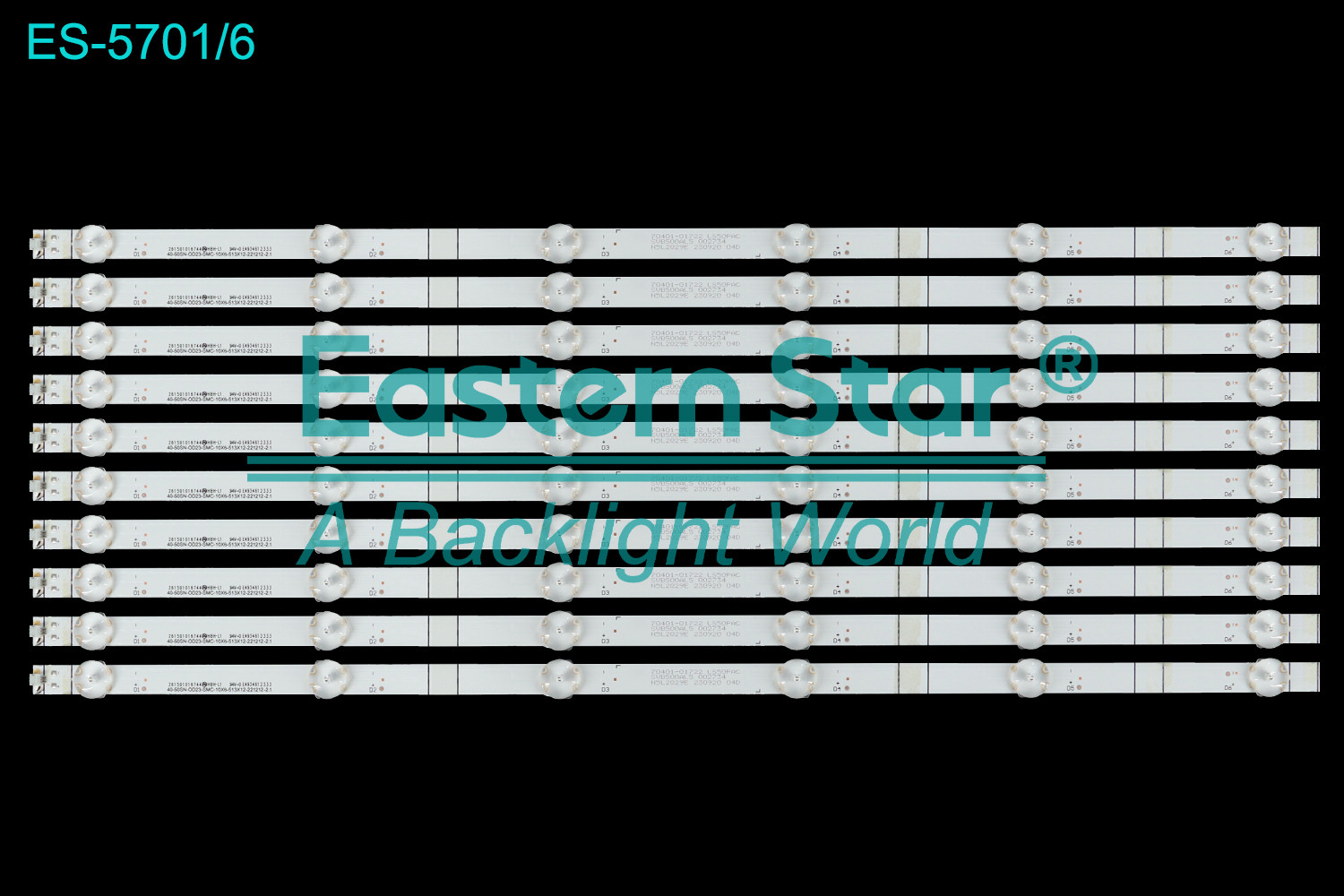 ES-5701 LED TV Backlight use for 50" Sony 40-50SN-OD23-SMC-10*6-512*12-221212-2.1  LED BACKLIGHT STRIP(10)