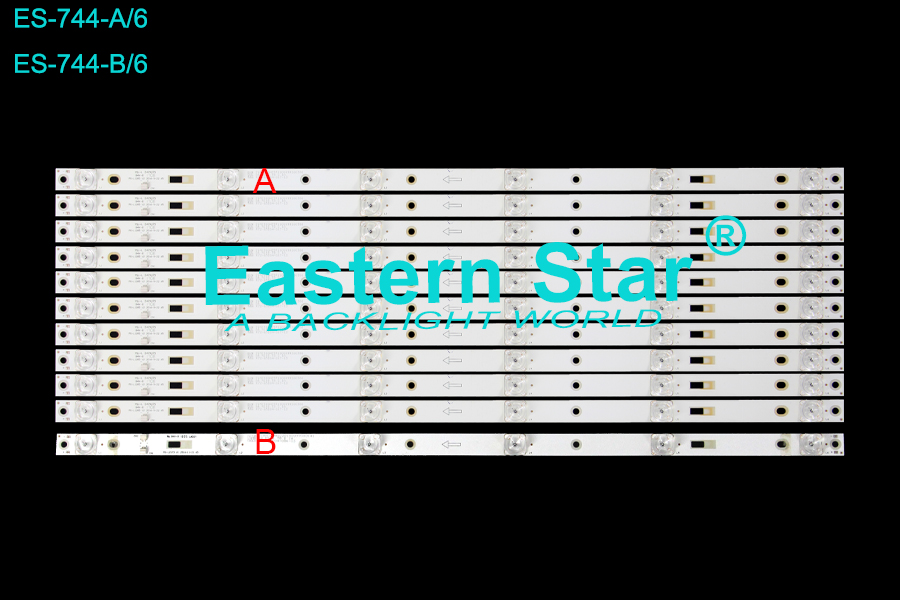 ES-744 6V LED TV Backlight use for  65'' Akai/Maxwell CTV 654 UHD TS CURVED A: MS-L1385 V2 2016-9-22 65 21M1300H73F0100099200386 A4 M188 TB C 1A R72-65D04-007-13  21MH300H8220100099201168 A4 M184 TB D 1A R72-65D04-007-13 LED STRIPS(11/12)