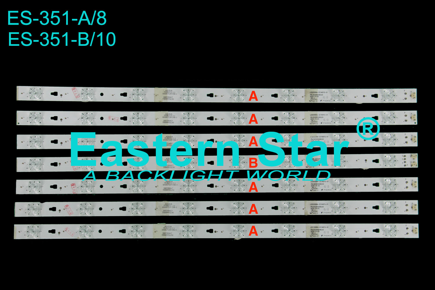 ES-351 LED TV Backlight use for Haier 55'' A/B: LED55D8A/B-ZC14DFG-01 PN: 30355008220/1 2015-11-05 LED STRIP(14)