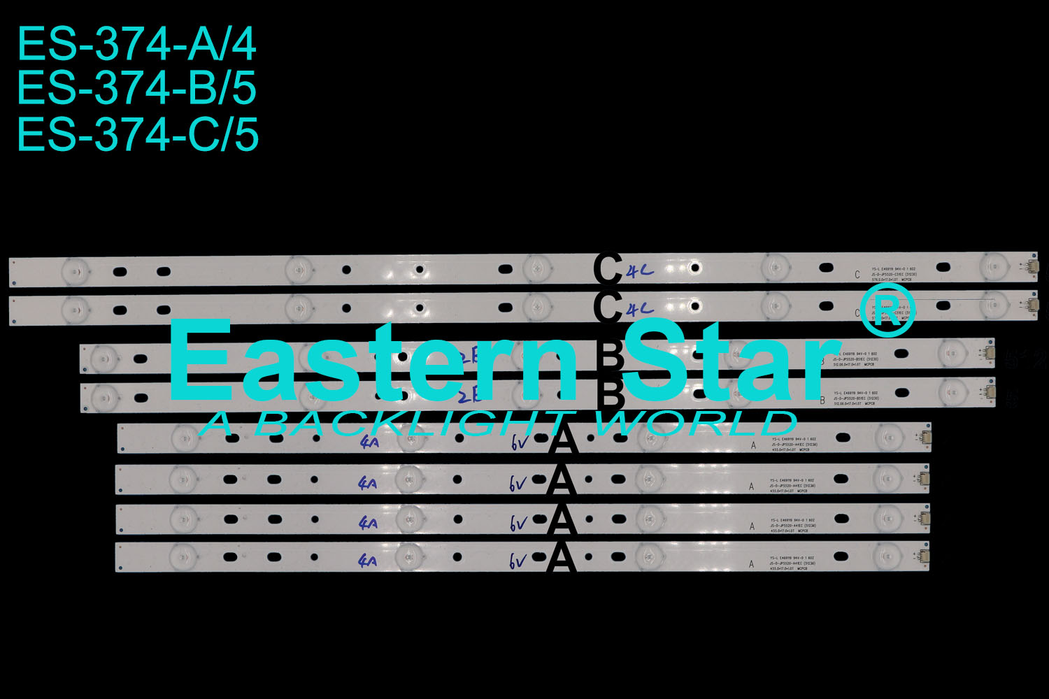 ES-374 LED TV Backlight use for AKAI 55'' JS-D-JP5520-A41/B51/C51EC(51230) 455.0/512.06/576.0*17.0*1.0T LED STRIPS(10)