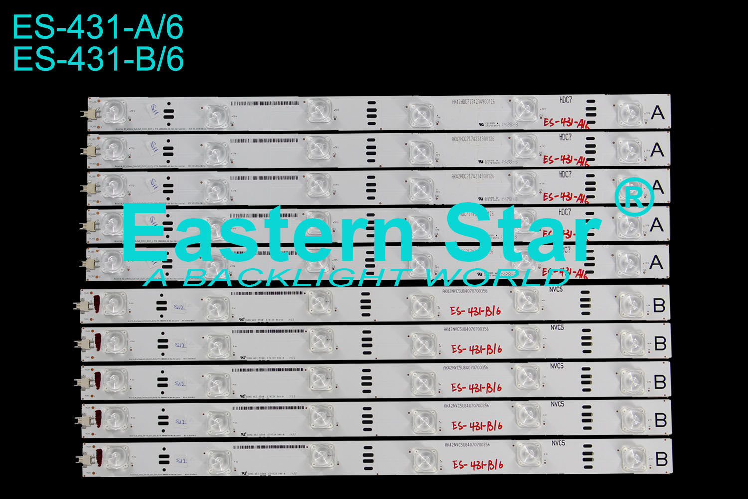 ES-431 LED TV Backlight use for ARCELIK 42'' Arcelik_42_athena_5x6+5x6_2121C_6S1P_L P74 ZBA60600-AA Non Horizantal REV.V0 2014/06/12 LED STRIPS(10)