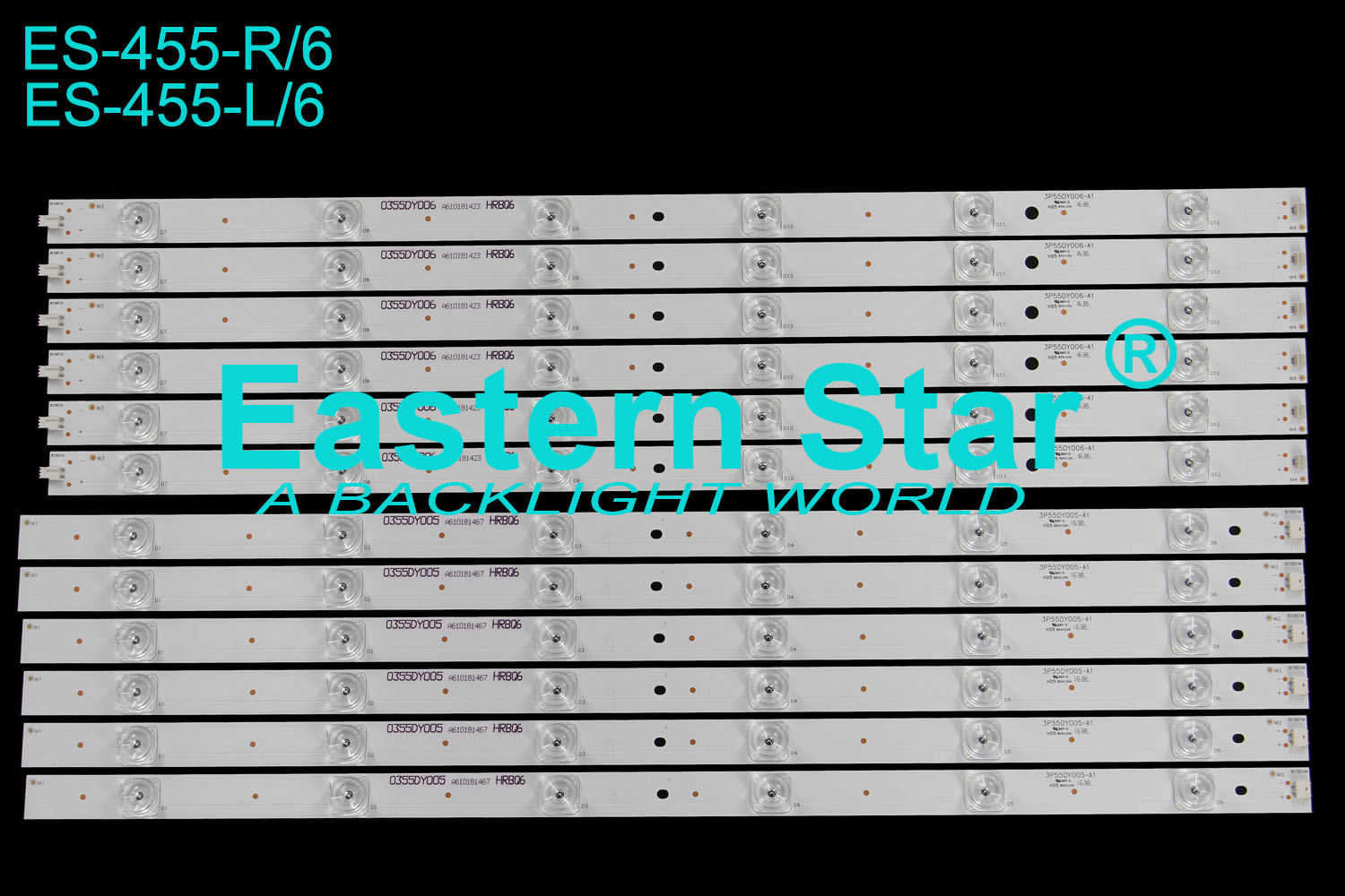 ES-455 LED TV Backlight 55'' 0355DY005/6 A610181467/23 HRBQ6 3P55DY005/6-A1 LED STRIPS(12)