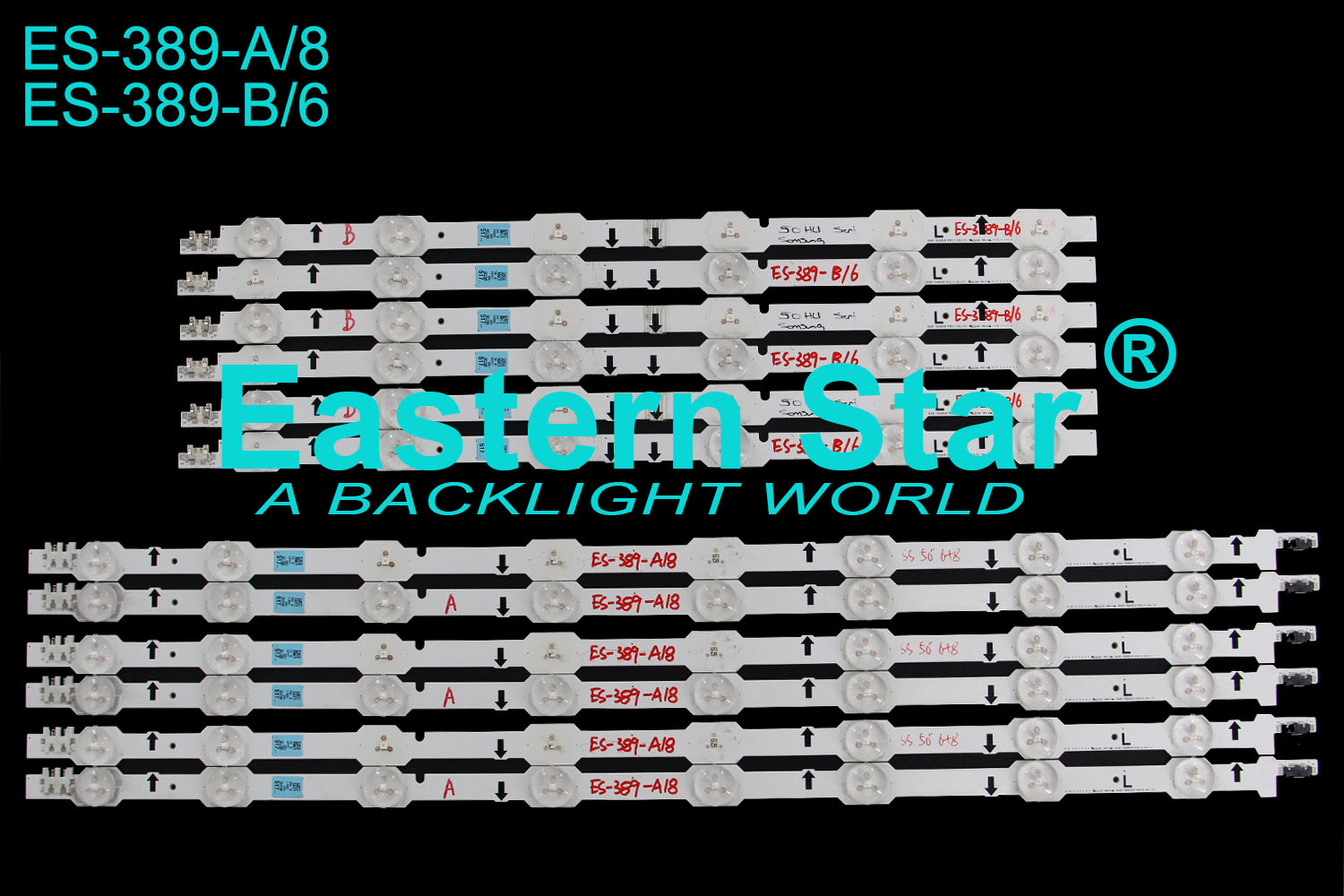 ES-389 LED TV Backlight use for Samsung 50'' A/B:DUGE-500DCA/B-R3  A/B:_2014SVS_UHD_50_3228-L08/R06-REV1.1 BN96-32178A/BN96-32179A LEDSTRIPS(12）